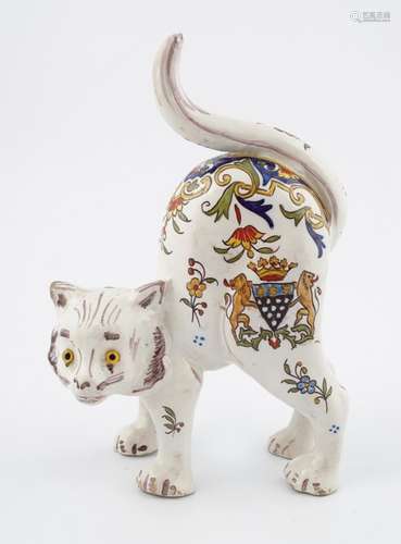 MONT ST. MICHEL ARMORIAL DECORATED POTTERY CAT