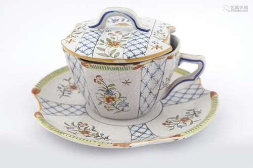 ARMORIAL FAIENCE CUP AND SAUCER