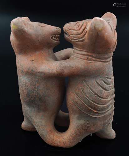 COLUMBIAN TERRACOTTA GROUP OF BEARS