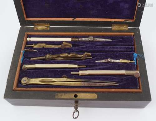 19TH-CENTURY CASED DRAWING SET