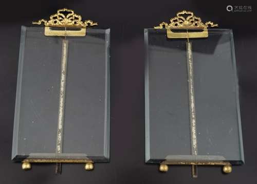 PAIR OF ORMOLU MOUNTED GLASS PHOTO FRAMES