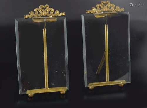 PAIR OF ORMOLU MOUNTED GLASS PHOTO FRAMES