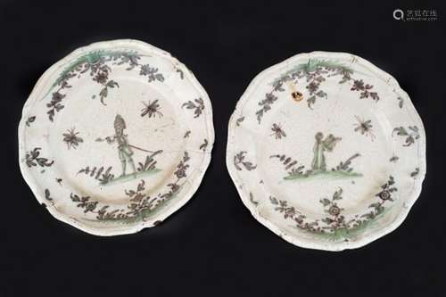 PAIR OF 18TH-CENTURY FAIENCE PLATES