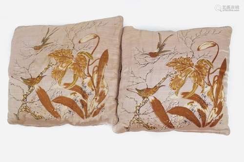 TWO VINTAGE SILK CUSHIONS