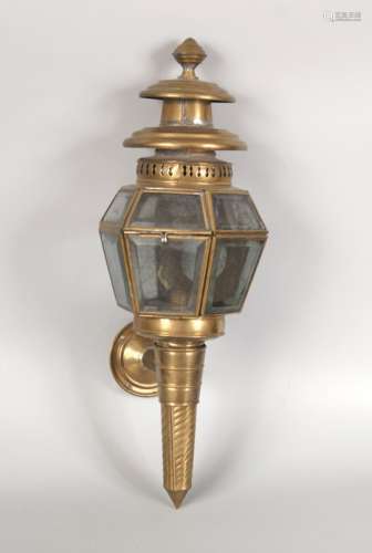 PAIR OF BRASS CARRIAGE LAMPS
