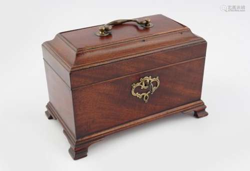 GEORGE III BRASS MOUNTED TEA CADDY