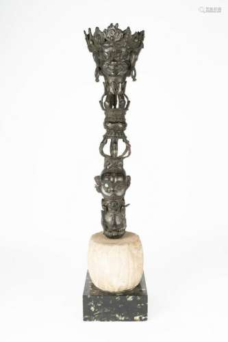 Arte Himalayana  A large bronze phurba handle Tibet,