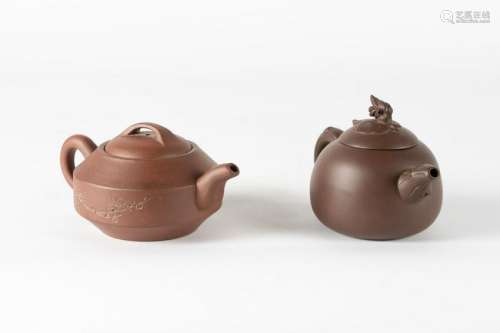 Arte Cinese  Two earthenware Yixing teapots China, Qing