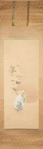 ARTE GIAPPONESE  Scroll depicting Bijin and the snow