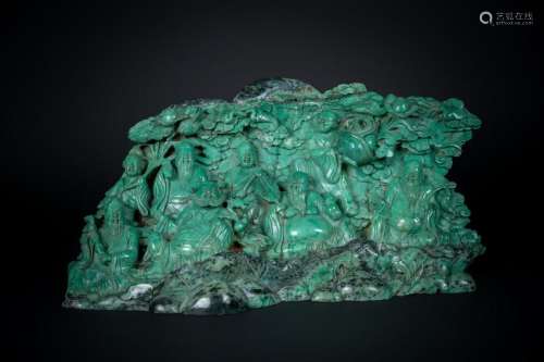 Arte Cinese  A large jadeite carved with the eight