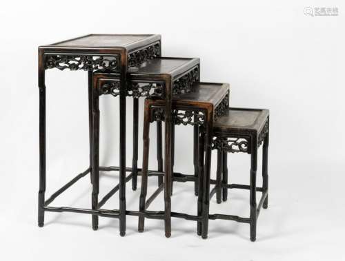 Arte Cinese  A set of four wooden nest of tables China,