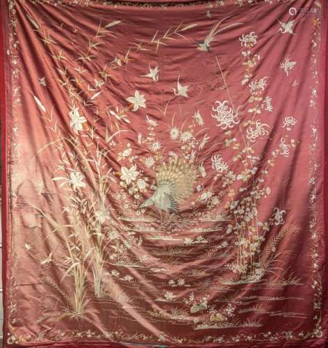 Arte Cinese  A large silk fabric embroidered with
