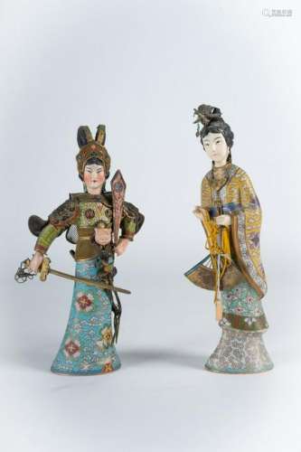 Arte Cinese  A pair of dolls, one of them portraying Mu