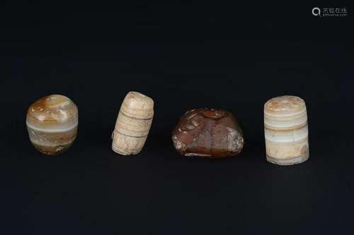 Arte Himalayana  A group of four agate and carnelian