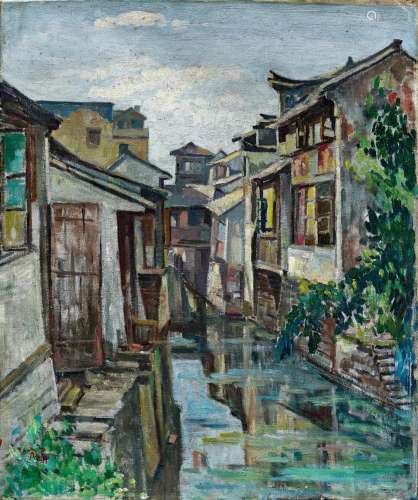 周碧初（1903～1995） 1964年作 河道居屋 油彩 画布