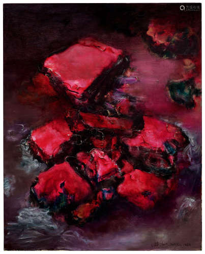 周春芽（b.1955） 1999年作 红色山石 油彩 画布