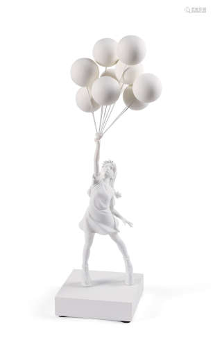 班克斯（b.1975） 2018年作 气球女孩（白色） 宝丽石粉树脂 雕塑