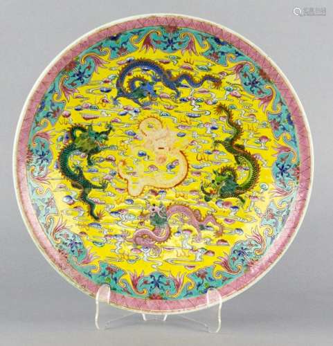 Chinese Enamel Dragone Plate