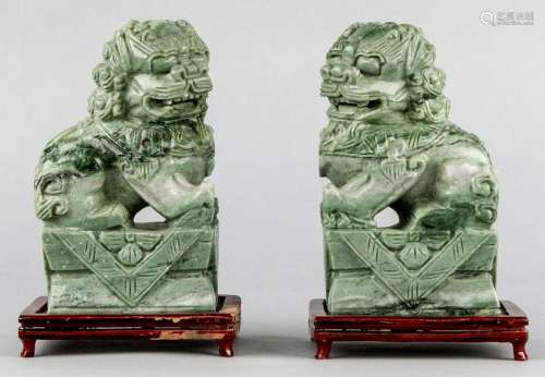 Pair of Chinese Hard Stone Foo Dogs
