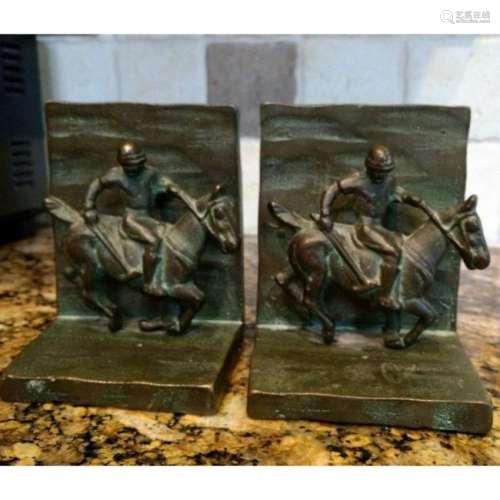 Vintage Matching Pair Library Polo Player Bookends