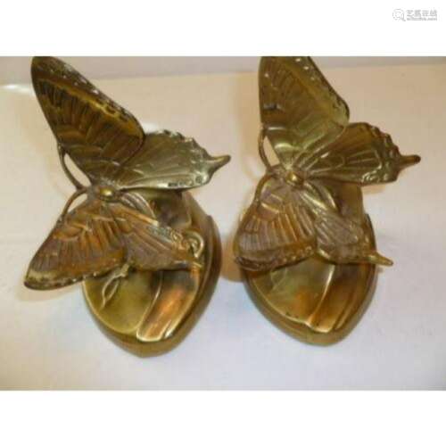 Vintage Brass Butterfly Bookends
