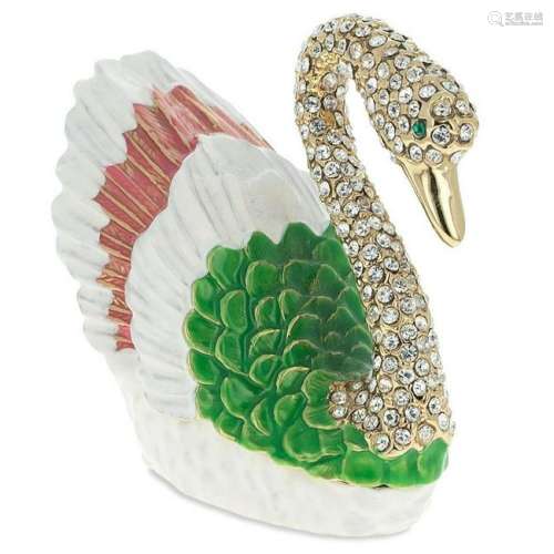 Swan Jeweled Trinket Box Figurine