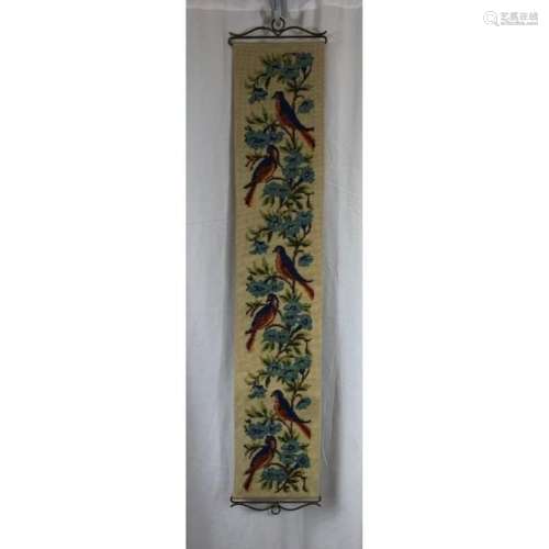Vintage Birds Tapestry, Needlework Bell Pull, Wall