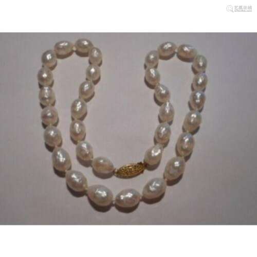Rare Faceted 12 X 10mm Cultured Pearls 14kt Gold 18