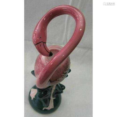 Vintage Miami, Pink Flamingo Bird Ceramic Candlestick