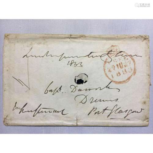 1833 Port Glasgow Handwritten Iron Gall Ink Letter