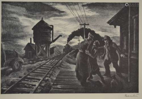 Thomas Hart Benton - Morning Train (Pencil Signed)