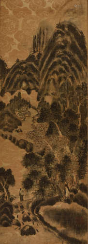清中期佚名手绘山水画作一件