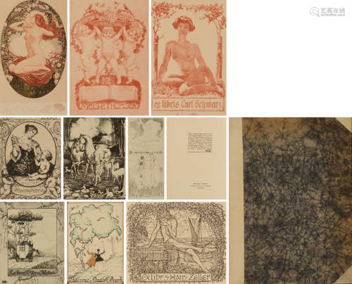 民国八年（1919）德国二十年代著名收藏家R.Braungart于慕尼黑奢华装帧《德国藏书票》精美收藏集一册。