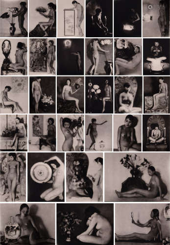 1920年代佩克哈默摄民国美女写真凹版翻洗照片一册约31张（附卡纸）。
