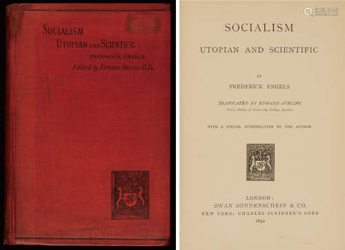 1892年恩格斯着伦敦原版初印《社会主义从空想到科学的发展》硬皮精装本一册