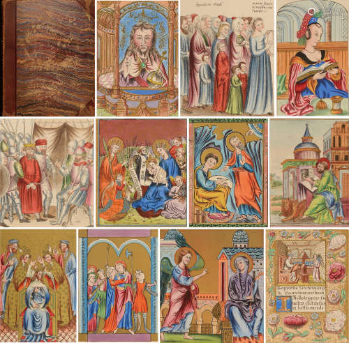 1849年伦敦原版初印《4-16世纪欧洲早期照明手稿圣经插图彩色版画集》硬皮精装本一册（大英博物馆手稿部旧藏）