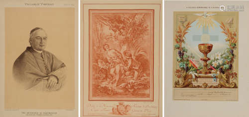 1892年罗马教廷利奥十三世(LeoⅩⅢ）有关天主教教宗的彩色版画一组3张