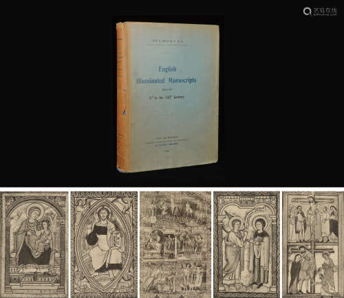 1926年巴黎出版《10-13世纪英文照明手稿图集》硬皮精装本一册（带书衣）