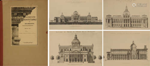 1765年帕特编着法国巴黎出版《法国路易十五时期纪念性建筑版画集》硬皮活页装本一册
