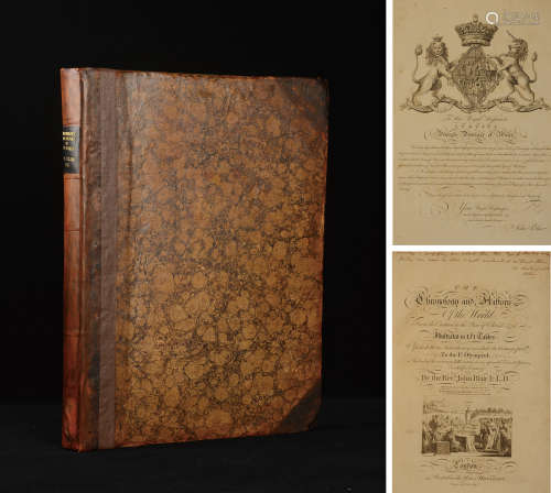 1779年伦敦出版《从创世纪到1779年的世界历史年表》硬皮精装本一册（美国J.P.摩根图书馆旧藏）