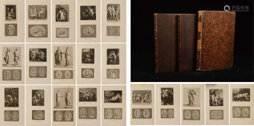 1789-1856年巴黎Chez Masquelier出版《绘画及雕塑艺术巨型版画集》豪华精装本一套3册全（此套书籍通常多为4册分装本，3册完整本较为少见）