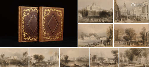 19世纪伦敦出版《美国风景》硬皮精装本一套两册全。