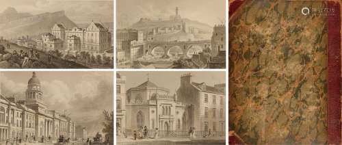 1829年伦敦出版《现代雅典版画集》硬皮精装本一册