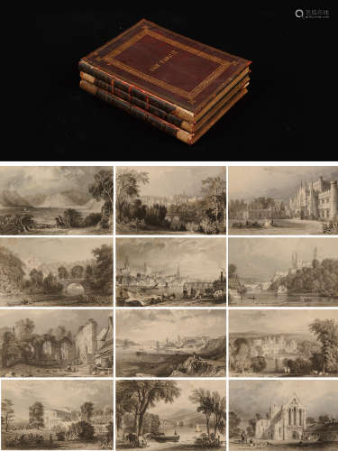 1834-1835年伦敦H.Fisher，R.Fisher，& P.Jackson出版《托马斯·阿洛姆湖区风景版画集》硬皮精装本一套3册全
