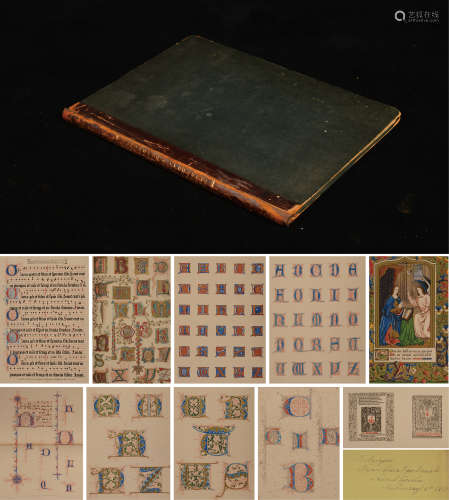 1849年英国伦敦出版《欧洲中世纪彩色照明原稿手工上色覆金版画集》硬皮精装本一册（本书系作者于1849年2月8日亲笔签赠本）
