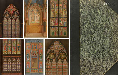 1858年法国巴黎出版《教堂建筑艺术巨幅版画集》硬皮精装本一册