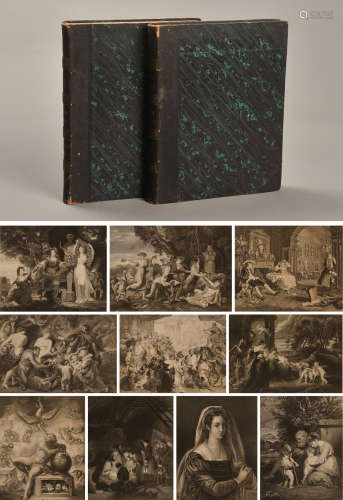 1858年伦敦Virture & Co出版《英国皇家藏画版画集》硬皮精装本一套两册全