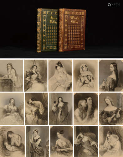 1864年纽约D. Appleton and Company出版《拜伦女性角色版画集》硬皮精装本一套两册全