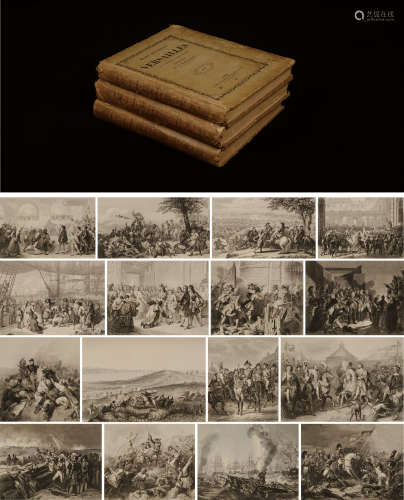 1865年巴黎M.Theodose Burette出版《凡尔赛宫藏画版画全集》插图版硬皮精装本一套3册全