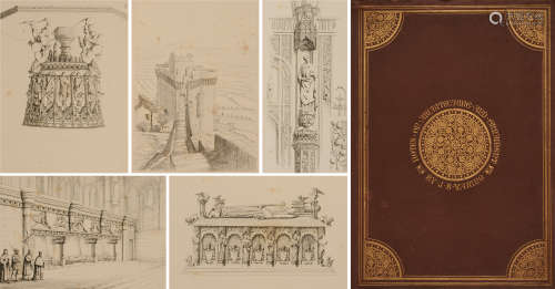 1865年伦敦DAY & SON出版《中世纪古典建筑与装饰艺术版画集》硬皮精装本一册